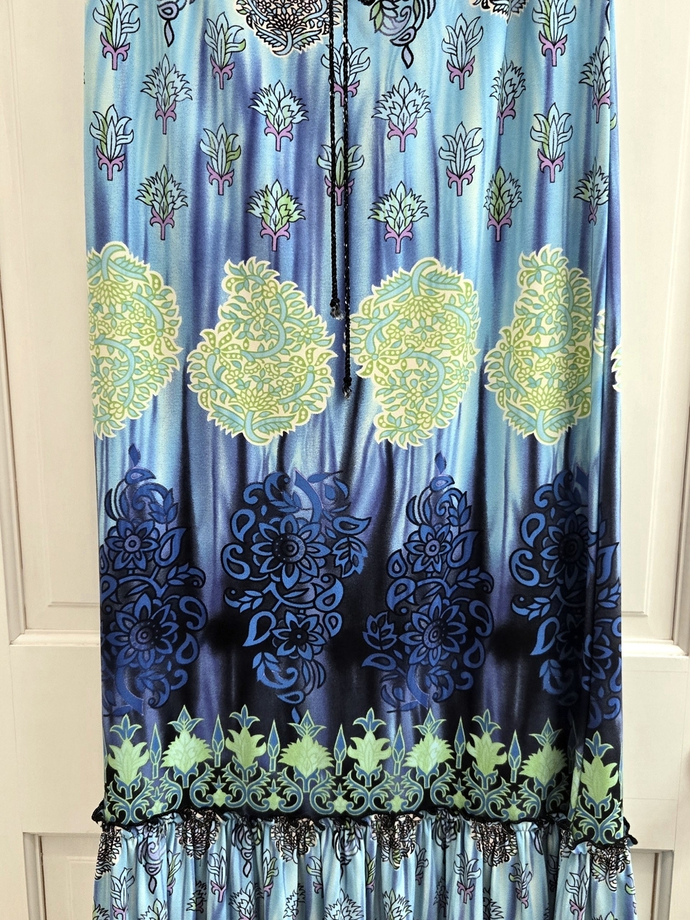 Wrapper Blue and Green Printed Boho Skirt-small